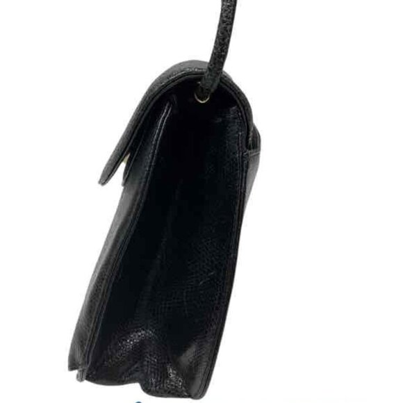 Givenchy Vintage Black Textured Leather Clam Shell Magnet Clutch Shoulder Bag - Picture 6 of 9